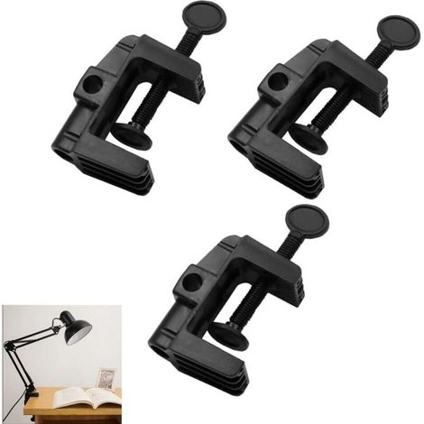 Lot de 3 pinces de rechange pour lampe de bureau avec bras pivotant, support en plastique non marquant, lampe de table à col de cygne réglable, lumière LED, microphone, caméra (1/5)
