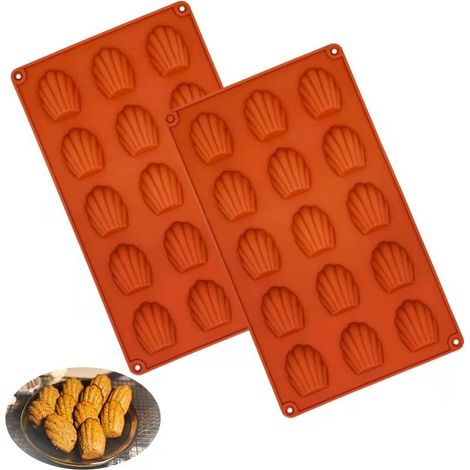 Lot de 2 mini moules, moule à gâteau en silicone, moule à 15 cavités, moule à mousse au chocolat antiadhésif (rouge) (1/5)