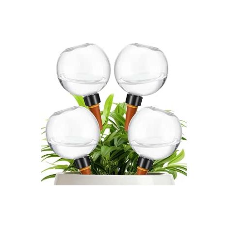 Set di 4 sfere per irrigazione a goccia, irrigazione automatica per le piante durante le festività, coni di irrigazione trasparenti in argilla, sfere per irrigazione da interno ed esterno (1/5)
