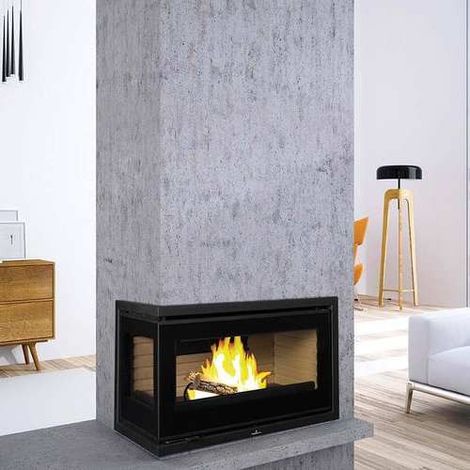 Insert cheminée à bois FLORIDA avec turbine 14,5 kW 2 vitres version gauche (1/5)