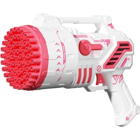Pistolet à bulles mécanique automatique, 69 bulles, accessoire indispensable pour faire la fête - rose