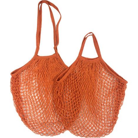 Baumwollnetzbeutel – Wiederverwendbarer Beutel für Einkäufe, Gemüse, Obst, Strand, Spielzeug – Lange und kurze Henkel – 2 Stück (1/5)