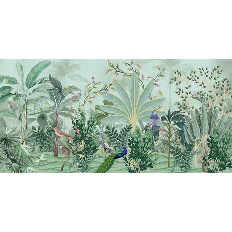 Papier peint panoramique - Jungle Oiseaux - 130 cm x 64 cm (1/2)