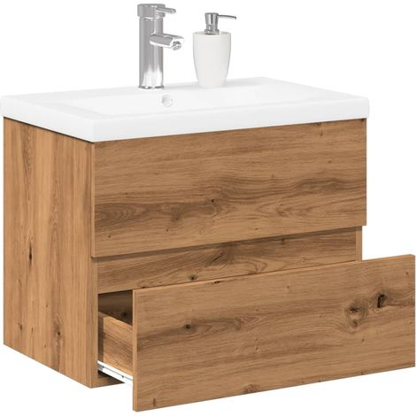 vidaXL Sink Cabinet with Built-in Basin Artisan Oak