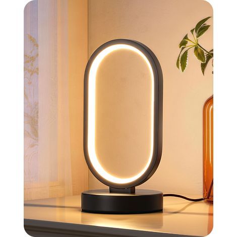EDISHINE Lampe de Table LED Ovale, Dimmable Tactile & Fonction Mémoire, 3000K/4000K/6500K, Socle Métallique Noir Mat, Lampe Moderne 12W pour Chambre, Salon, Bureau (1/5)