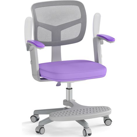 Chaise de Bureau pour Enfants avec Hauteur Réglable, Accoudoirs et Repose-pieds, Chaise de Bureau Pivotante avec Roulettes, Violet (1/5)