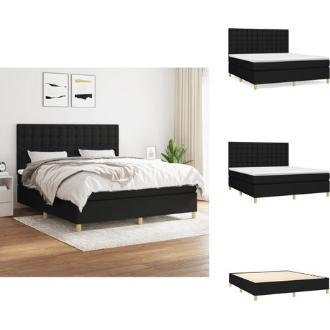 Boxspringbett mit Matratze Schwarz 160x200 cm Stoff - Boxspringbett - Doppelbett - Schlafsystem - Bettrahmen - Matratze (1/5)