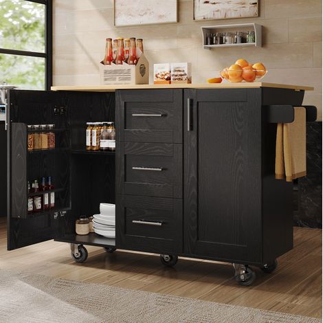 Isola cucina 135x46-74x90,8 cm in MDF nero FloraGrace (1/5)
