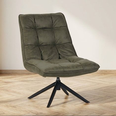 Industrieller Drehsessel aus grünem Öko-Leder, 360° drehbar, Yuki