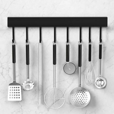 Porte Casserole Mural Cuisine Mural pour Suspendre Les Ustensiles de Cuisine,Barre à Accrocher des Rail Support 40cm avec 8 (1/4)