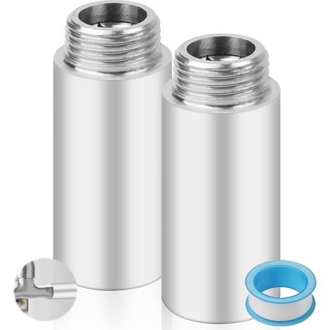 Lot de 2 Rallonge Robinet G1/2, 60mm Acier Inoxydable, Raccord Fileté pour Salle de Bain