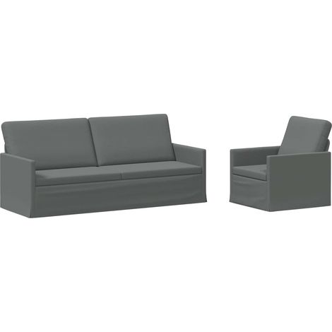 Sofa Set 2 pcs Dark Grey Fabric vidaXL (1/5)