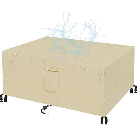 Funda para muebles de jardín, 420D de alto rendimiento, impermeable, cortavientos, transpirable, a prueba de polvo y resistente a los rayos UV, beige, 170 x 94 x 70 cm. (1/5)