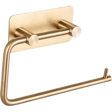 1 Porte-papier toilette autocollant, porte-serviettes carré réglable, doré (1/5)