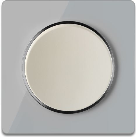Lichtschalter beige mit Glass-Abdeckrahmen grau (1/3)