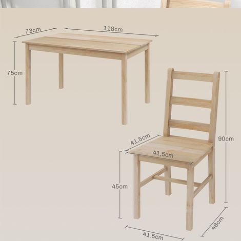 Ensemble de salle à manger 5 pièces, table et chaises, salon de jardin, bois massif, 118 cm x 73 cm x 75 cm, naturel (1/5)