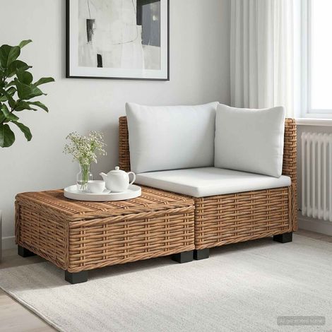 vidaXL 2 uds. Conjunto de Lounge de Ratán con Cojines GENDT Natural (1/5)