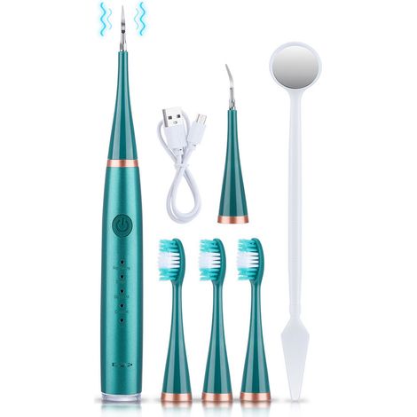 Kit Brosse A Dents Electrique - Detartreur Haute Frequence - 5 Modes - Etanche IpX7 - 3 Tetes Interchangeables - Portable Abs (1/5)