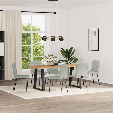 Lot de 6 Chaises à manger,Chaise de cuisine gris clair velours CFW23557 (1/5)