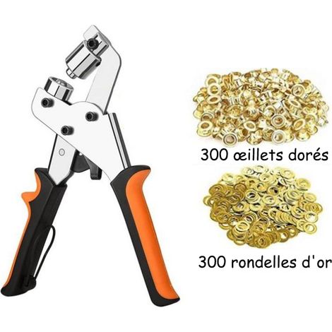 Pince emporte pièce, Pinces à oeillets, kit professionnel de perçage à oeillets, 300 pièces (diamètre intérieur 10 mm) pinces de montage à oeillets métalliques (1/4)