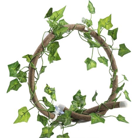 Liane flexible pour reptiles - Branche d'escalade jungle 3,28 pi - Ratan naturel avec feuilles de lierre - 1 pièce (1/5)
