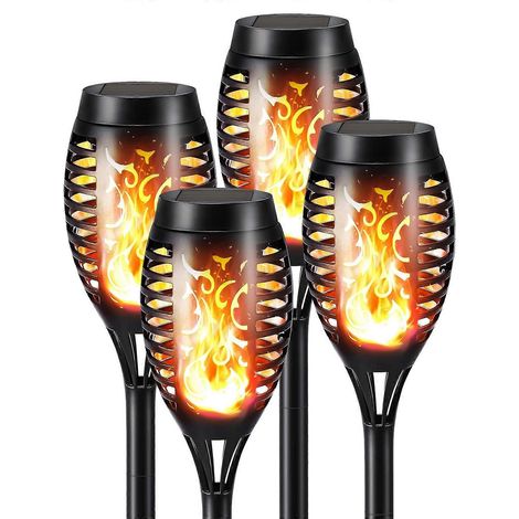 Solarbetriebene Halloween-Lichter für den Außenbereich, 6er-Pack LED-Fackeln mit tanzender Flamme, wasserdichte Tiki-Fackeln für Garten und Terrasse