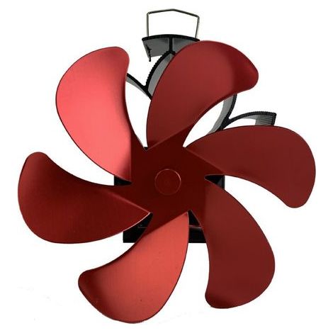 Ventilateur de poêle à bois – Ventilateur de cheminée à énergie thermique à 6 pales – Ventilateur silencieux pour poêle à bois/cheminée (rouge) (1/4)