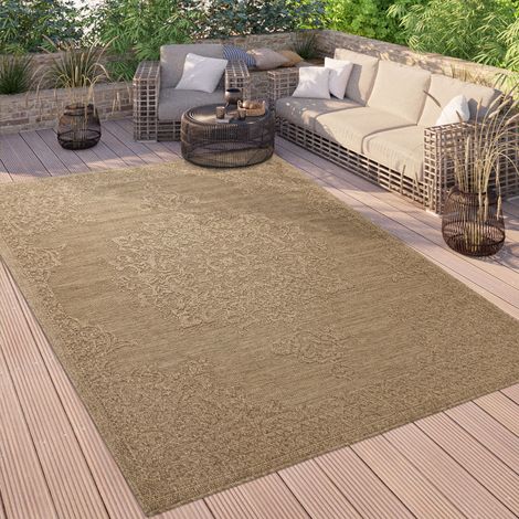 Paco Home Alfombra Salon Cocina Terraza Vintage Oriental Se Puede Lavar En La Lavadora Beige, 120x160 cm
