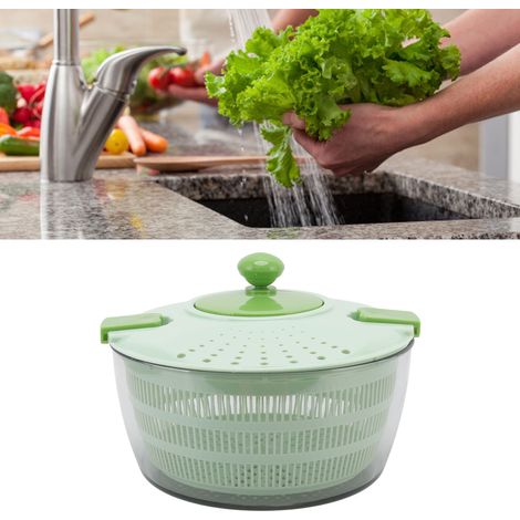 Essoreuse à salade multifonctionnelle 4L en PP, verte, pour la cuisine. (1/5)