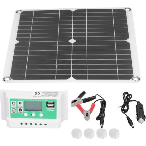 Panneau Solaire Flexible Kit 40W 18V Monocrystalline avec Contrôleur 30A pour Camping Car Voiture RV (1/4)