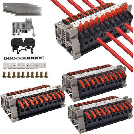 40 Pièces Kit de Bornier de Rail Din Electrique, PCT-211 0,08-4 mm² Bornier Electronique Terre, Bornier de Connecteur de Rail pour Projets de Bricolage CâBlage Rapide Enfichable de la Conversion (1/5)