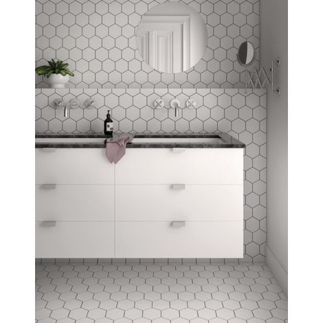Carrelage effet graphique KROMATIKA Hexagone Hexagone 11.6x10.1cm Blanc - Mat - boîte de 0.44 m2 Hexagone 11.6x10.1 cm Blanc - Mat - boîte de 0.44 m2 (1/2)