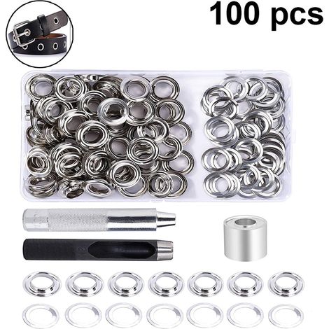 Kit outils œillets - 100 œillets 12mm + pinces + rondelles, pour bâche cuir tissu rideau (1/5)