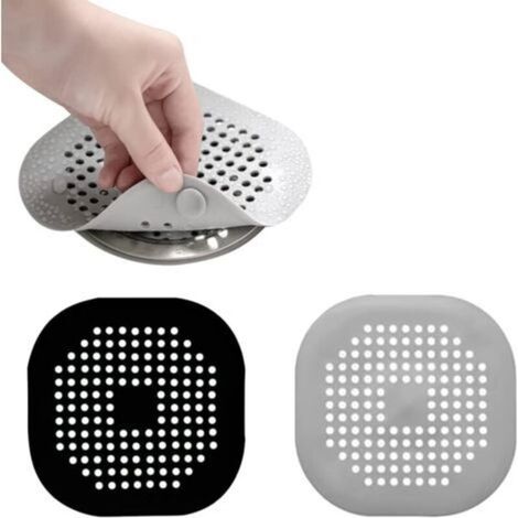 2 protectores de desagüe de silicona, filtro de fregadero con ventosa para cabello en bañera, ducha, desagüe, cocina, baño, lavadero - Crezuo (1/4)