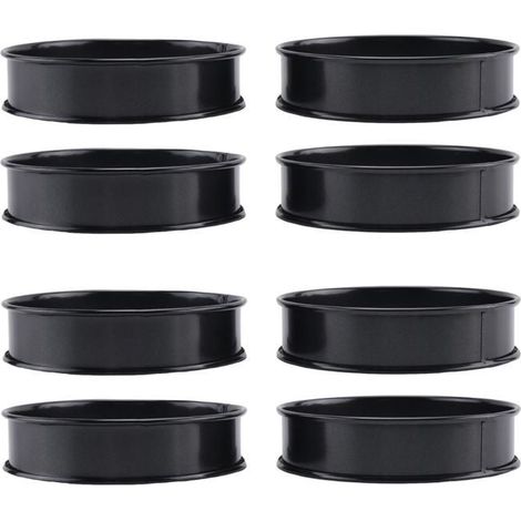 Paquet de 8 Anneaux à Muffins Anglais AntiadhéSifs de 10,2 cm - Anneaux à Tarte Doubles RouléS en Acier Inoxydable pour la Cuisson (1/4)