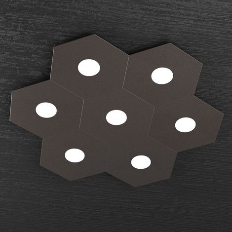 Plafoniera Moderna Hexagon Metallo Marrone 7 Luci Led 12X7W (1/3)