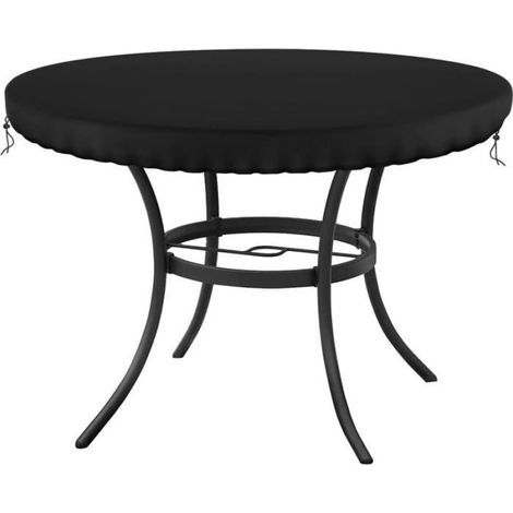 Housse Table Jardin Ronde - Oxford 600D Imperméable - Résistante Vent - Diamètre 94 cm - Noir (1/5)
