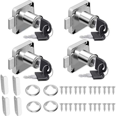 Möbelschloss-Hardware, Nockenschloss, Briefkastenschloss, Schrankschloss, Sicherheitsschrankschloss mit unterschiedlichem Schlüssel für Möbel, Schrank, Briefkasten, Schublade, Schreibtisch (Silber) (1/4)