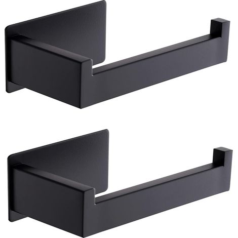 Porte-rouleau WC adhésif sans perçage, acier inoxydable, lot de 2 pour cuisine et salle de bain. (1/5)