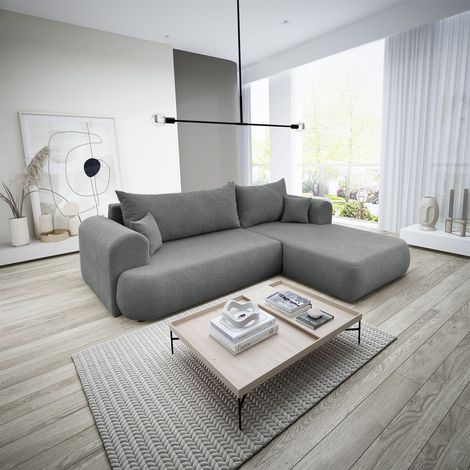 Ecksofa Schlafsofa ANIKE Stoff Now or Never Dunkelgrau Ottomane Rechts (1/5)