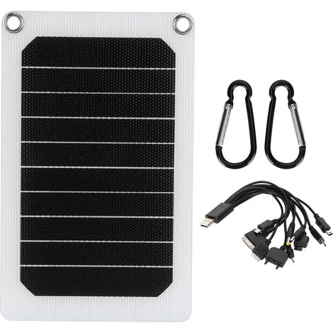 Chargeur Solaire Portable 6W 6V Monocristallin avec Fonction Redémarrage pour Extérieur (1/5)