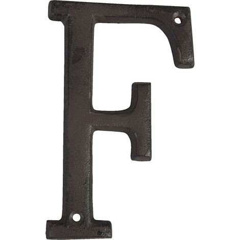 Lettre Décorative F en Fer Déco Murale Style Industriel et Rustique Marron 13 cm - PANGIVO