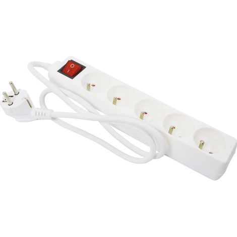 Bloc 5 prises 16A+T avec interrupteur 3G1 mm2 Câble 1 m