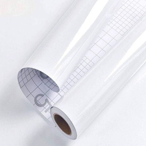 Papier adhésif pour meuble blanc brillant – Film vinyle autocollant 40×300 cm – Imperméable pour cuisine et armoires – Décoratif moderne (1/5)