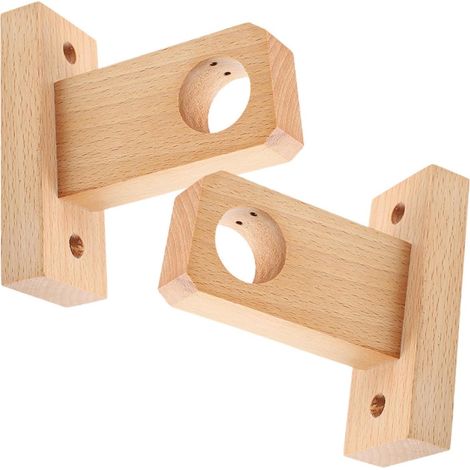 Set di 2 staffe in legno per asta per tende, da montare a parete, facili da installare.