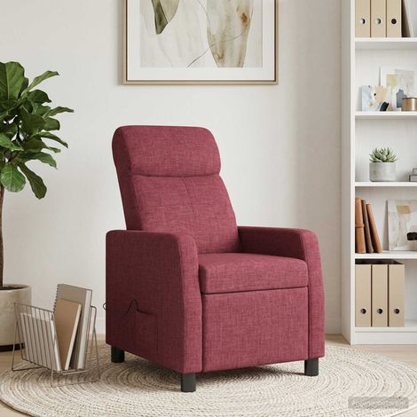 vidaXL Silla de masajes reclinable Rojo vino Tela (1/5)
