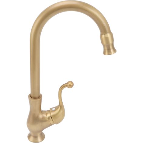 Mitigeur de cuisine rétractable une poignée, robinet de lavabo salle de bain, laiton antique, eau chaude et froide, finition bronze (1/5)