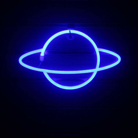 1pc lumière LED néon en forme de planète,Veilleuse Murale Enseigne Au Néon,cadeau de Noël,Studios,Fêtes, Bars, Noël, Chambres D'enfants,Salons(bleu) (1/2)