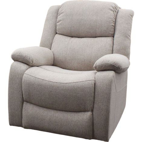 Fauteuil relax électrique inclinable en tissu beige – Mécanisme d'inclinaison électrique – Dimensions L. 81 x P. 93 x H. 103 cm