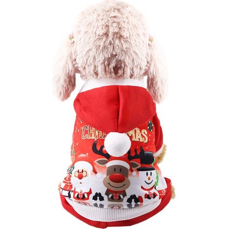 Sweat À Capuche Chien - Manteau Chaud Coton Automne Hiver Pour Petits Chiens - Vêtement Canin Extérieur Festif - Taille L (1/5)